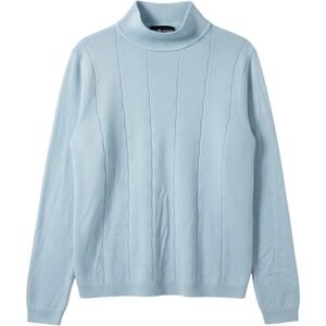 Sag Harbor Mock Neck Sweater Womens Large Blue Excellent Textured Cable Knit Top